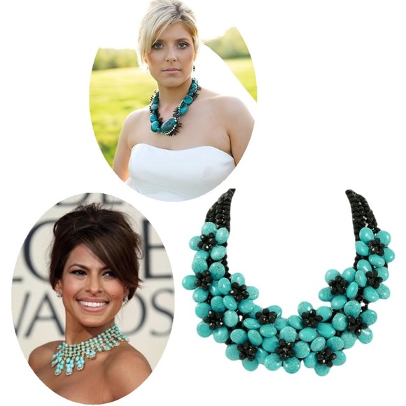 SOMETHING BLUE Turquoise & Jet Statement Necklace - Picture 3 of 4